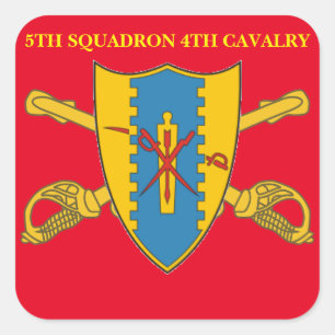 5TH 4TH KAVALLERIKLISTERMÄRKEAR för SKVADRON Fyrkantigt Klistermärke