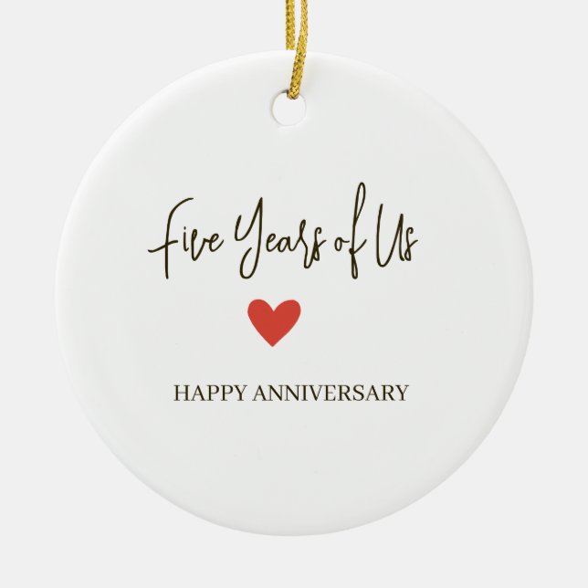 5th Anniversary – Five Years of Us Julgransprydnad Keramik (Framsidan)