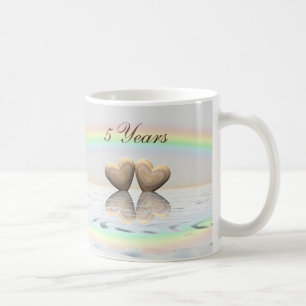 5th Årsdagträhjärtor Kaffemugg