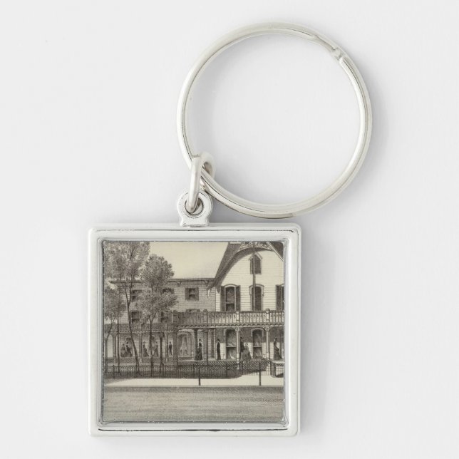 5th Avenue House, Ocean Beach, NJ Fyrkantig Silverfärgad Nyckelring (Framsidan)