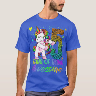 5th Birthday  5 Year Old Girl Flossing Unicorn Par T Shirt