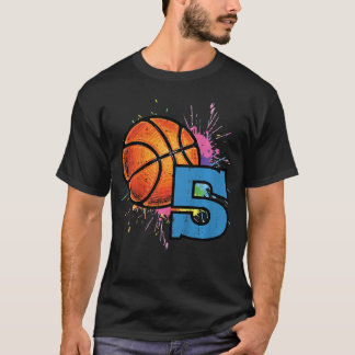 5th Birthday Basketball 5 Year Old Bday Sports Boy T Shirt