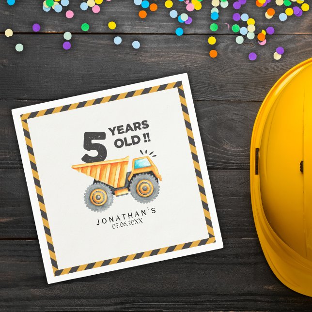 5th birthday boy construction theme pappersservett (Skapare uppladdad)