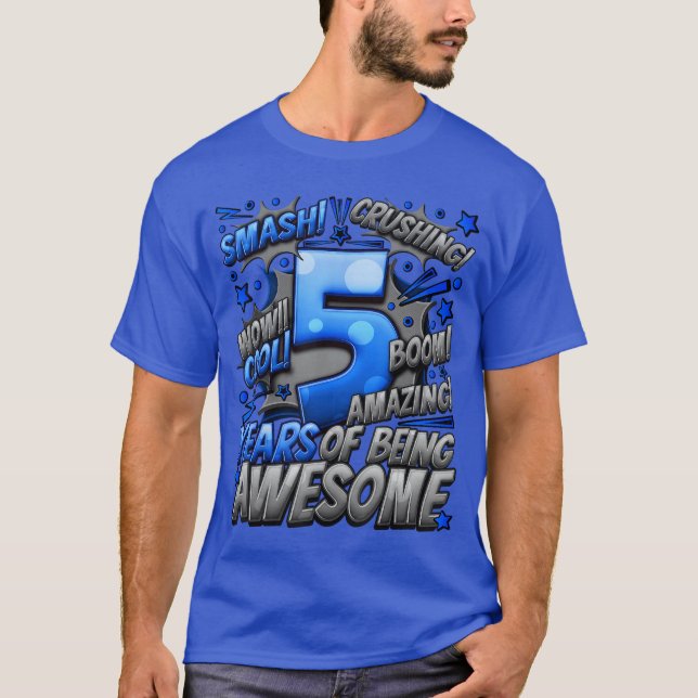 5th Birthday Comic Style Awesome Since 2018 5 Year T Shirt (Framsida)