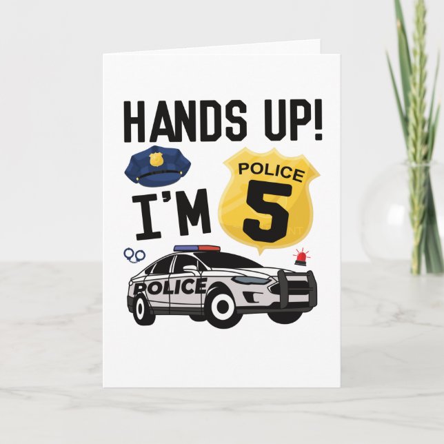 5th Birthday Gift Police Officer 5 Year Old Boy Kort (Framsida)