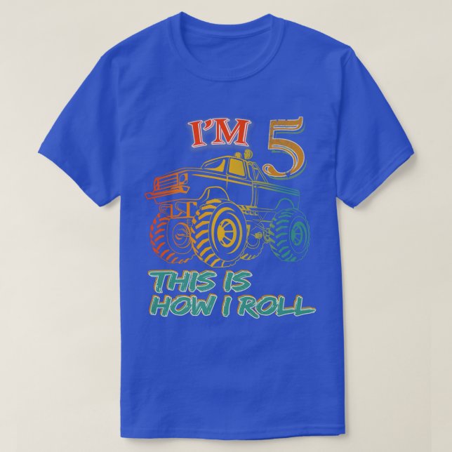 5th Birthday Gifts I'm 5 This Is How I Roll Monste T Shirt (Design framsida)