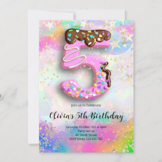 5th Birthday Girls Invitation Inbjudningar