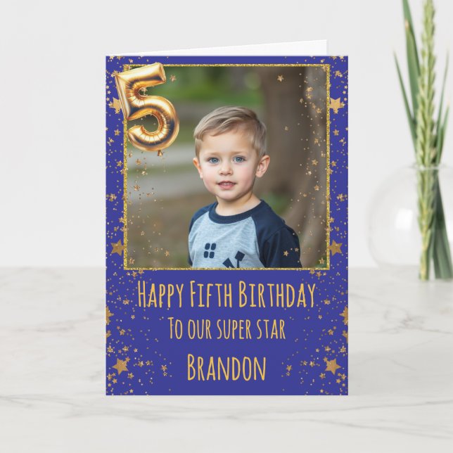5th Birthday Photo Card Kort (Framsida)