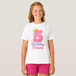5th Birthday Princess Shirt Pink Crown Design for T