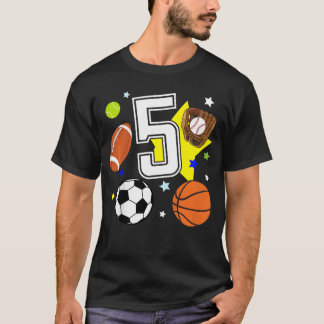 5th Birthday Sports Birthdayheme 5 Year Old Boy fu T Shirt