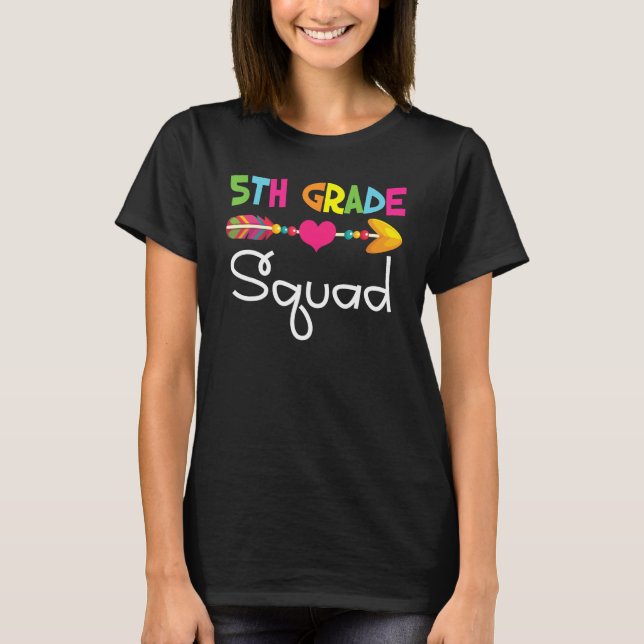 5th Fifth Grade Squad Back To School Teacher Stude T Shirt (Framsida)