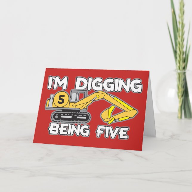 5th födelsedag för barn mig förmiddag som gräver kort (Framsida)