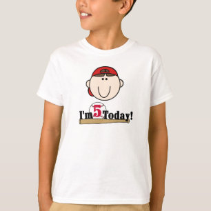 5th födelsedag för brunettpojkebaseball tee shirt