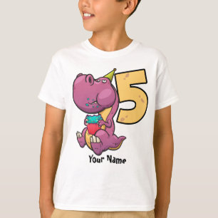 5th födelsedag för purpurfärgad T-Rex Dinosaur T Shirt