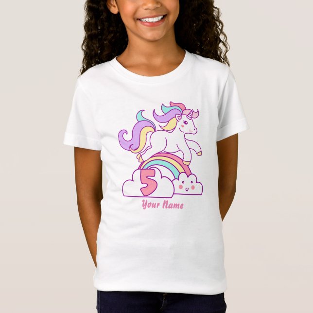 5th födelsedag för Unicorn T-shirt (Framsida)