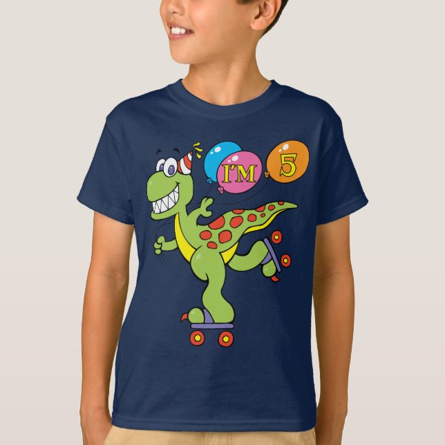 5th FödelsedagDinosaur Tee Shirt (Framsida)