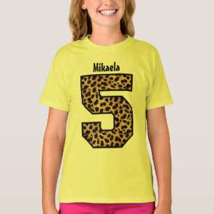 5th FödelsedagflickaLEOPARD fem - T-shirt