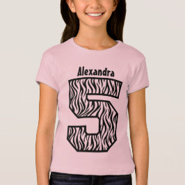 5th Födelsedagflickasebra fyra år Tee