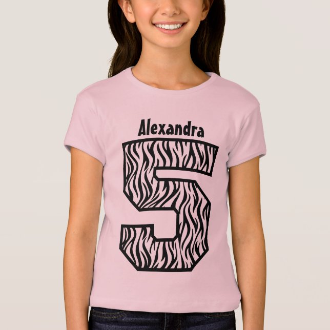 5th Födelsedagflickasebra fyra år Tee (Framsida)