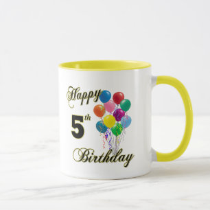 5th födelsedagkaffe koppar och koppar för lycklig