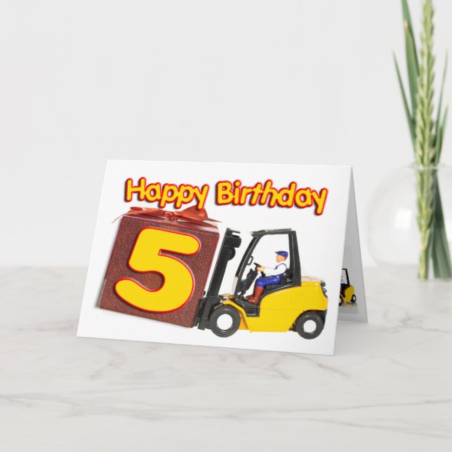 5th födelsedagkort med en gaffeltruck kort (Framsida)