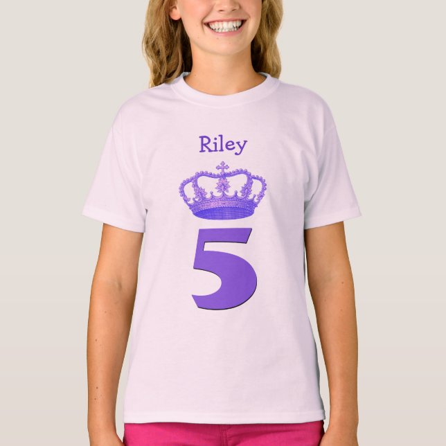 5th Födelsedagkronan och stora numrerar Tee (Framsida)