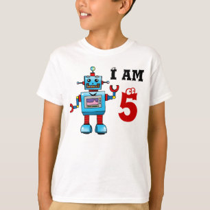 5th födelsedagpojkegåva - robot t-shirt