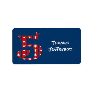 5th Födelsedagstars och stripesetiketter Adressetikett