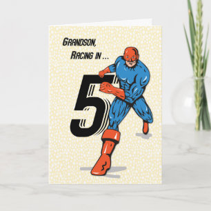5th födelsedagSuperhero för sonson Kort