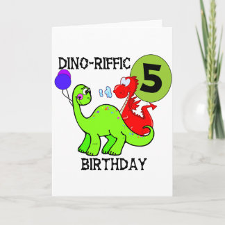 5th födelsedagT-tröja och gåvor för Dinosaur Kort
