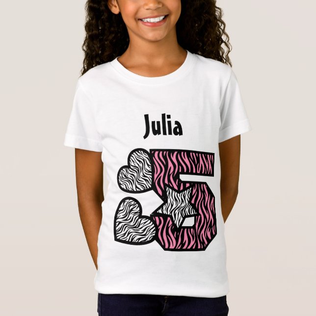 5th Födelsedagzebra ränder fem - år 40F T-shirt (Framsida)