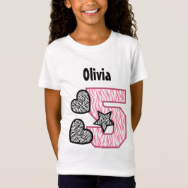5th Födelsedagzebra ränder fem - år V02B T Shirt