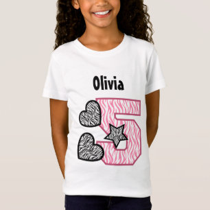5th Födelsedagzebra ränder fem - år V02B T Shirt