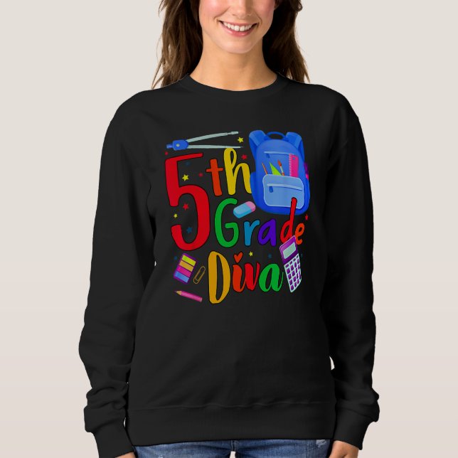 5th Grade Fifth Grader Rocks Back To School Diva T Shirt (Framsida)
