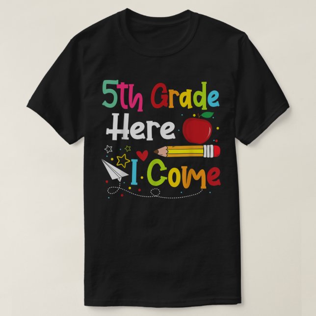 5th Grade Here I Come Teacher Back To School Boys  T Shirt (Design framsida)