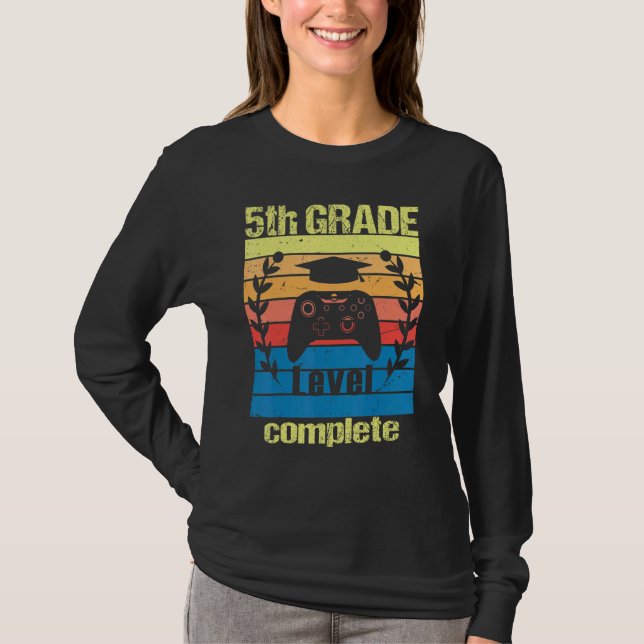 5th Grade Level Complete  Graduation Video Gamer C T Shirt (Framsida)