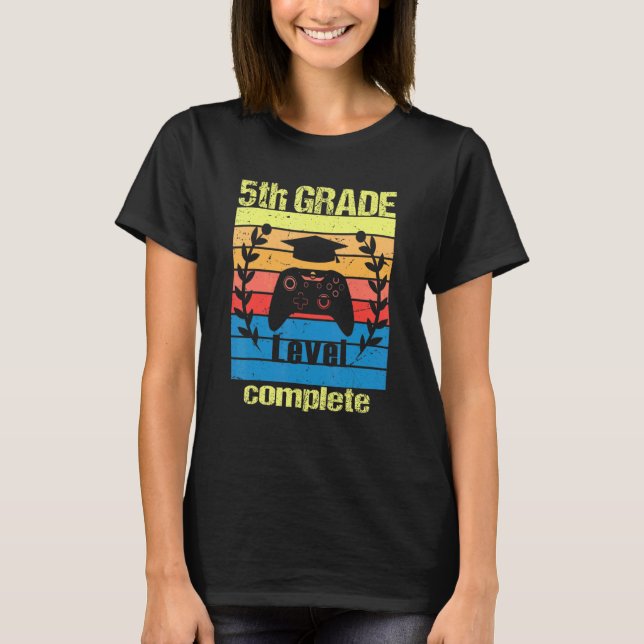 5th Grade Level Complete  Graduation Video Gamer T Shirt (Framsida)