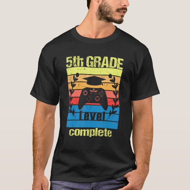 5th Grade Level Complete  Graduation Video Gamer T Shirt (Framsida)
