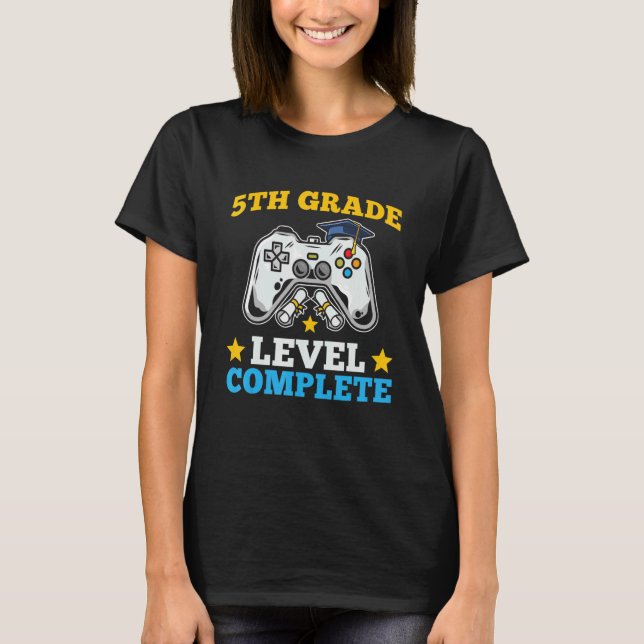 5th Grade Level Complete Video Games Graduation Cl T Shirt (Framsida)