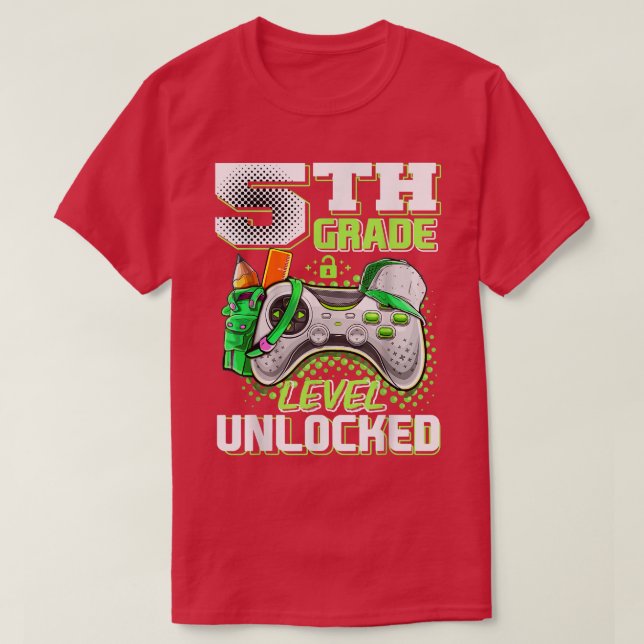 5th Grade Level Unlocked Funny Back To School Vide T Shirt (Design framsida)