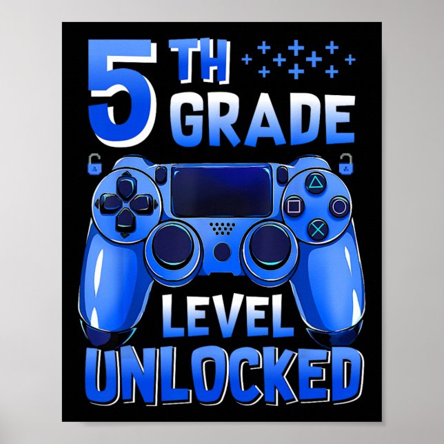 5th Grade Level Unlocked Gamer First Day Of School Poster (Framsidan)