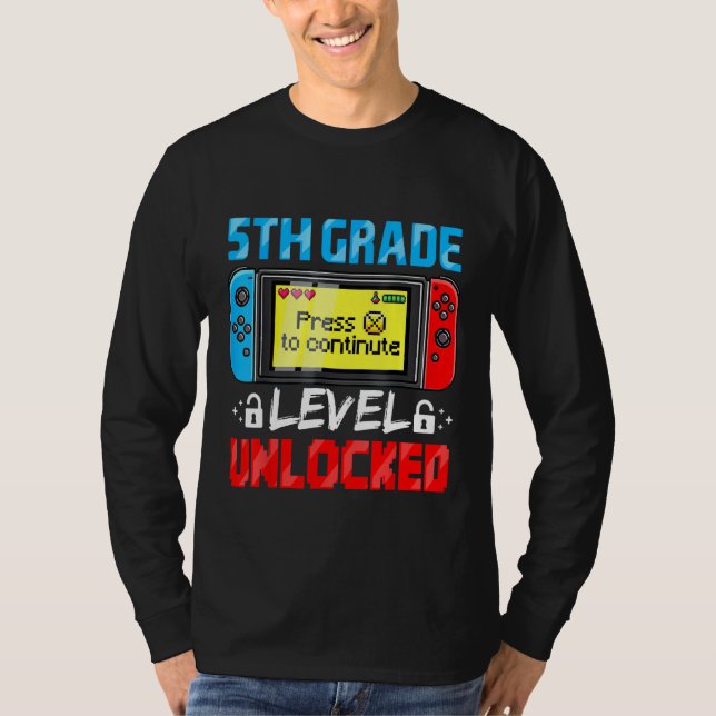 5th Grade Level Unlocked Gamer First Day Of School T Shirt (Framsida)