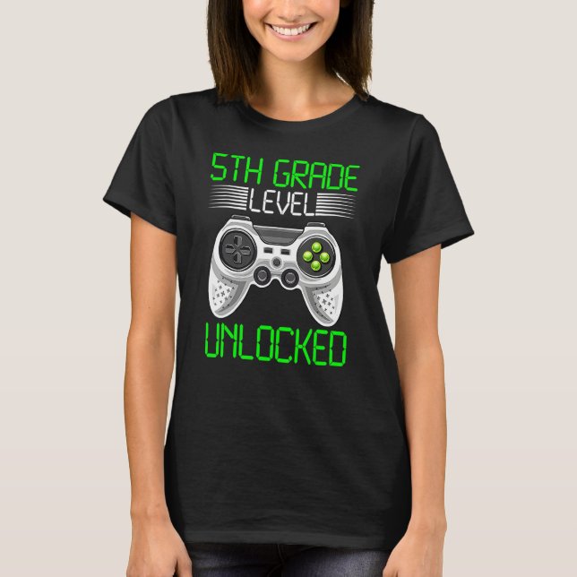 5th Grade Level Unlocked Video Game Back To School T Shirt (Framsida)