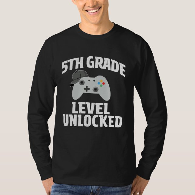 5th Grade Level Unlocked Video Gamer Back to Schoo T Shirt (Framsida)