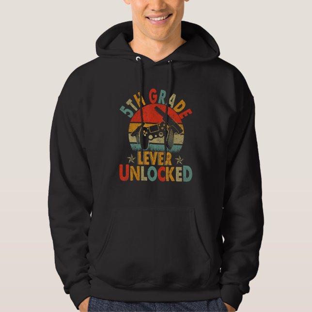 5th Grade Level Unlocked Video Gamers back to scho Hoodie (Framsida)