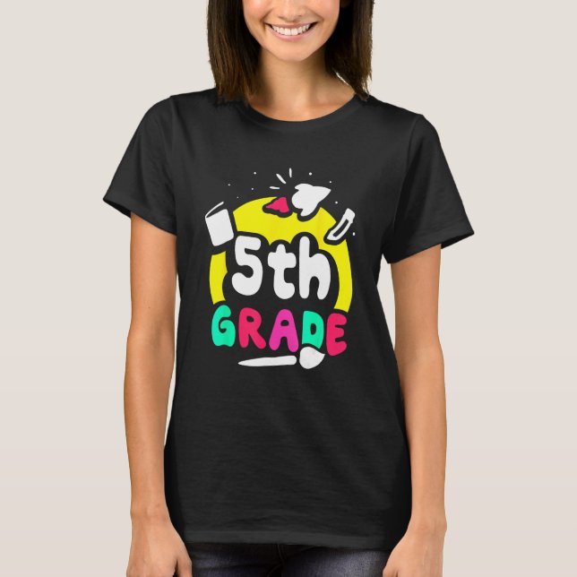 5th Grade Pupil Grader Class School T Shirt (Framsida)