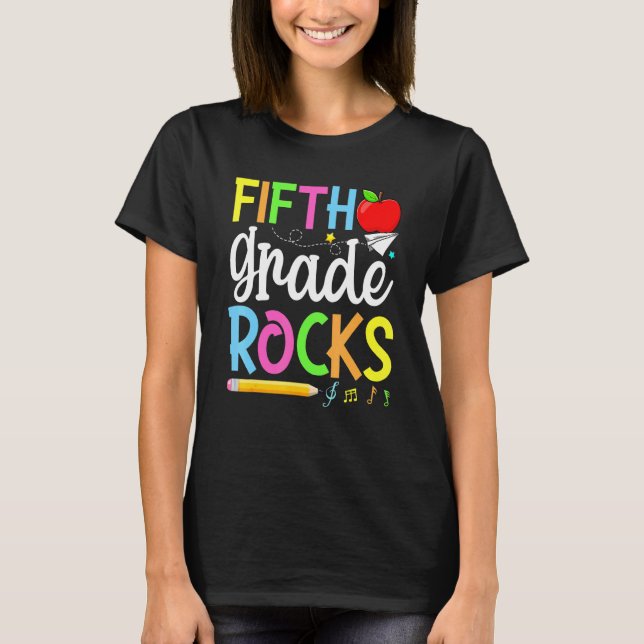 5th Grade Rocks  First Day Of School Students Teac T Shirt (Framsida)