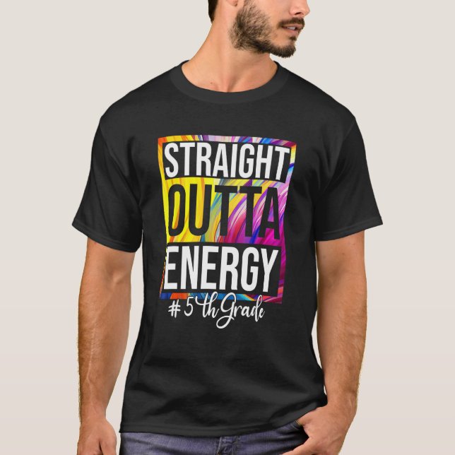 5th Grade Teacher Straight Outta Energy Groovy Tie T Shirt (Framsida)