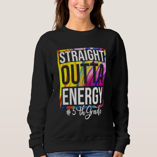 5th Grade Teacher Straight Outta Energy Groovy Tie T Shirt (Framsida)