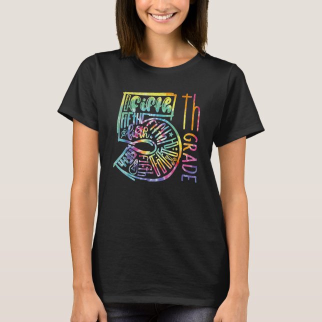 5th Grade Typography Team Fifth Grade Teacher Back T Shirt (Framsida)